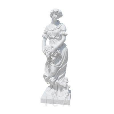 China Best Selling Western Garden Decoration Marble Carving Stone White Women Statue for sale