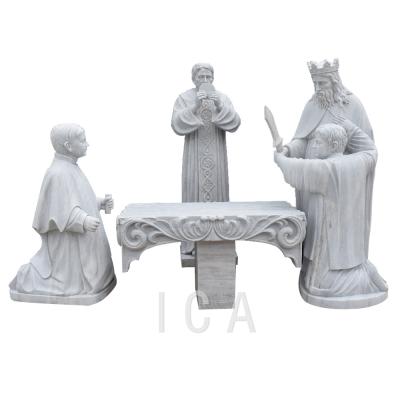 China High Quality Western Church White Hand Carving Polished Marble Man Statue for sale