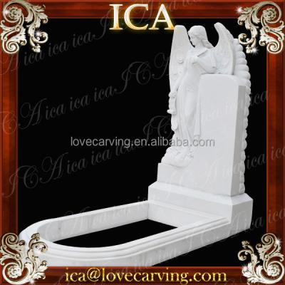 China EU Wholesale Cemetery Corner Natural White Marble Headstone for sale