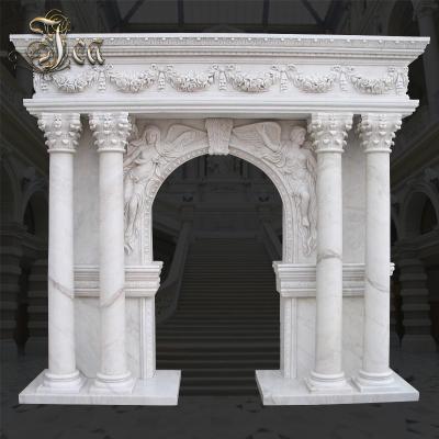 China Garden Plaza Workmanship Outstanding Marble Cut Flower Door Frame Border for sale