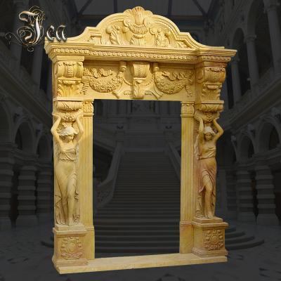 China Garden Plaza Design Stone Door Frame Concise Marble Carved Door Border for sale