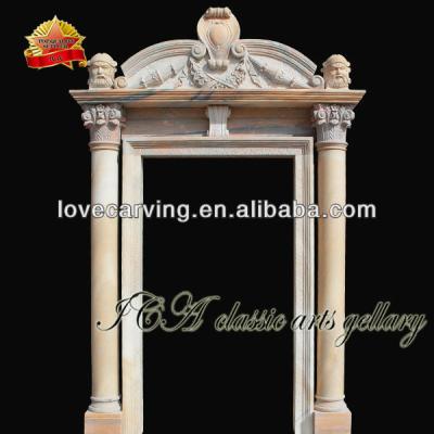 China Carved sunglow red marble door surround made by marble for sale