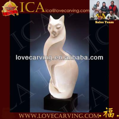 China Abstract Western White Marble Cat Sculpture for sale