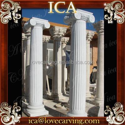 China Pillar Solid Roman Round Marble Column Natural Stone Columns for sale