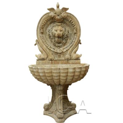 China Garden Plaza Church Cemetery Small Imitation Antique Black Marble Fountain With Lion Head IWF0140 for sale