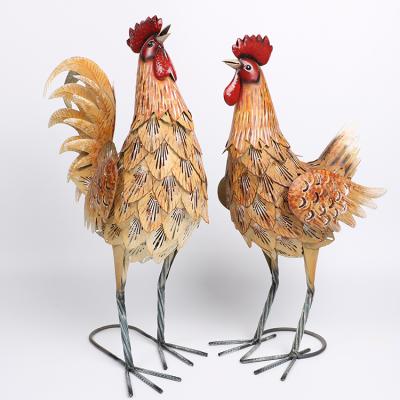 China China Metal Modern Realistic Home Decor Rooster Animal Garden Statue for sale