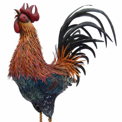 China Hot Sales Traditional Animal Decor Gardening Sculpture Outdoor Vivid Metal COCK Ornament for sale