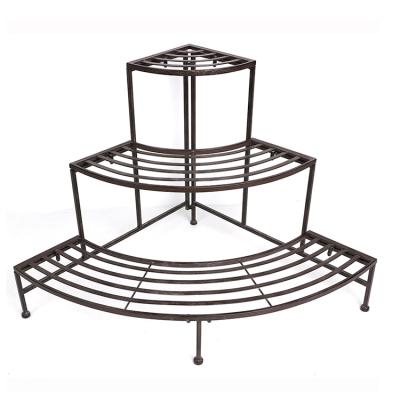 China Modern Indoor Outdoor Garden Iron Metal Shelves Display Flower Potted Plant Multi Tiered Rack for sale