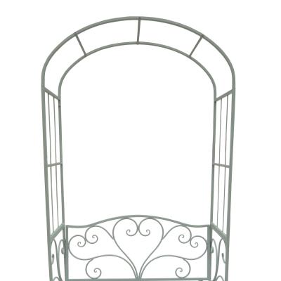 China New EUROPEAN Design Powder Coated Metal Garden Arch With 2 Seat Bench for sale