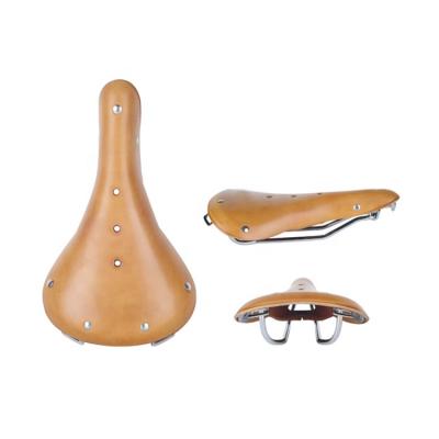 China Mountain Single Bicycle Saddle Brown Bicycle Saddle Leather Bike Saddle for sale