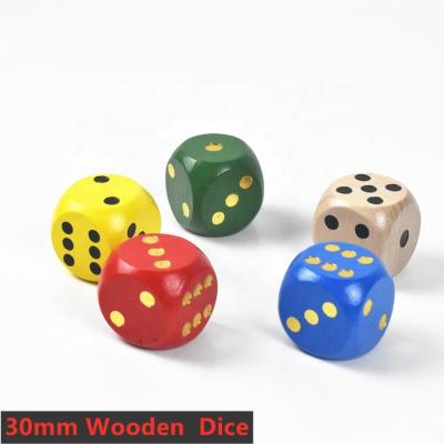 China Solid Woodiness 30mm Wood Carve Children's Dot Dice Table Games Flying Cognitive Learning Toy Dice Chess for sale