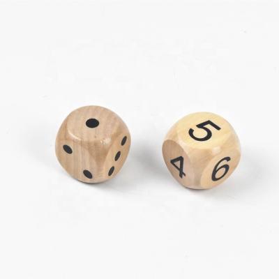 China Woodiness 30MM Digital Dice Board Game Wooden Dots Color For Carving Natural Wood Around Corner Toy Dice for sale