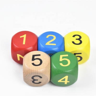 China Large Digital Dice Wooden Digital Dice Children 5cm Cognitive Toy Dice Family Party Game Props for sale