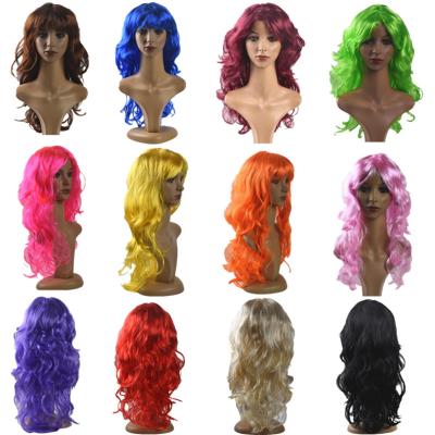 China Long Curly Wave Cosplay Hair Wig Cheap Normal Temperature Silk Top Loose Chemical Fiber Full Wave Hair Set For Family Gatherings And Stage for sale