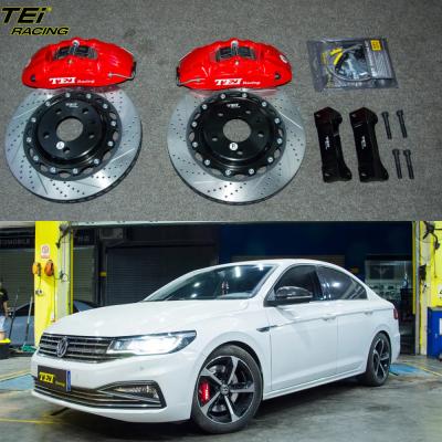 China Front Big Brake Kit 4 Piston Caliper with 330x28mm BBK rotor auto brake system For Volkswagen Bora 17 Inch car rim for sale