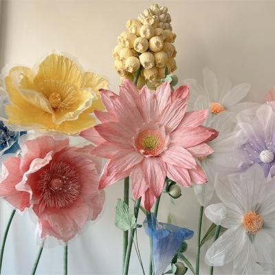 China Home.Party.Restaurant.Bar.Hotel. H-06 Paper Giant Daisy Crepe Freestanding Paper Flower Set For Window Decor Wedding Party Shop Floral Set Display for sale