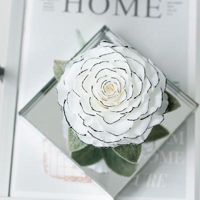 China High End Gifts Giant Eternal Roses Preserved Flowers With Ribbon Acrylic Gift Box For Birthday And Festival Gift for sale