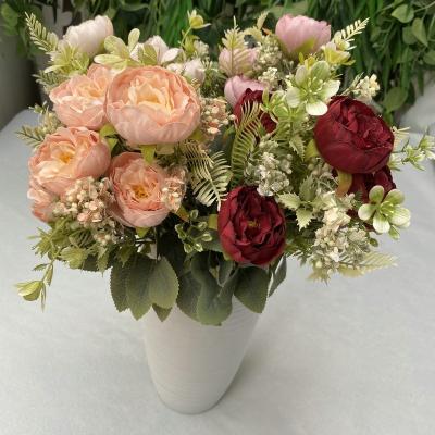 China 9 Heads Artificial Silk Colorful Round Peony Wholesale Hot Sale Home.Party.Restaurant.Bar.Hotel.Wedding New Style For Vase Home Wedding Party Bridal Decoration for sale