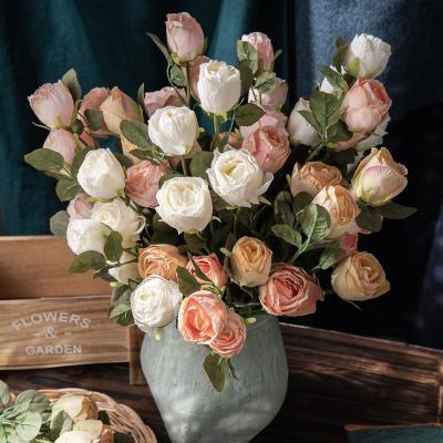 China Wholesale High Quality Artificial Home.Party.Restaurant.Bar.Hotel.Wedding Ins Style 5 Heads Cloth Rose For Vase Photography Home Wedding Bridal Party Decoration for sale