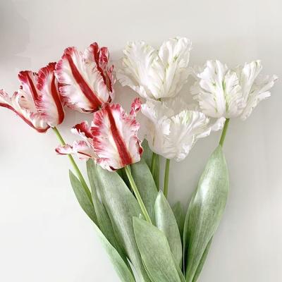 China Real Touch Glue Simulation Flower 3D Printing Parrot Single Tulip Branch Silk Flower Home Decoration Arrangement for sale