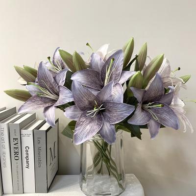 China Glue 2 Heads 3D Printing Lily One Flower Bud Simulation Lily Vintage Wedding Photography Home Flower Arrangement for sale