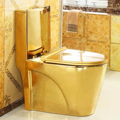 China Modern Concealed Cistern Sanitary Ware Minimalism Design Gold Plated Toilet WC Ceramic Gold Bathroom Toilet For Hotel for sale