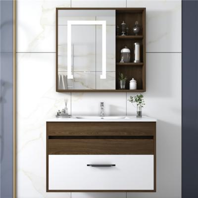 China Modern nordic design luxury simple style hanging bathroom cabinet with mirror for sale