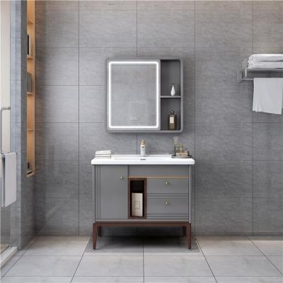 China Wholesale Modern European Style Washroom Modern New Arrival Floor Bathroom Vanity Set for sale