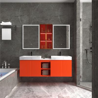 China New Design High End Hotel Furniture Eco-friendly Solid Wood Water Proof Bathroom Vanity Luxury Bathroom Cabinets for sale