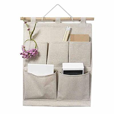 China Stocked Over the Door Magazine Storage 5 Pockets Wall Door Closet Hanging organizer Fabric Storage bag for sale