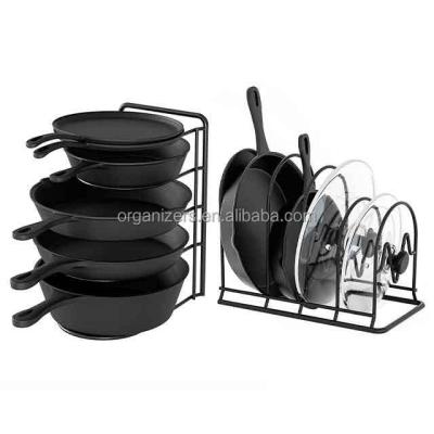 China Stocked Heavy Duty Kitchen Organization Storage Rack Pan Pot Lid Holder Organizer for sale