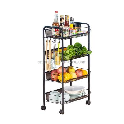 China Stocked 3 Tier High Quality Modern Metal Storage Rack Kitchen Trolley Cart for sale