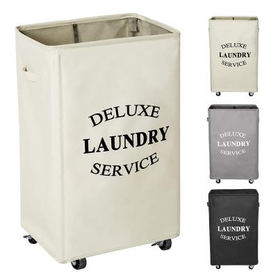 China Folding Large rolling laundry basket foldable dirty laundry basket for sale