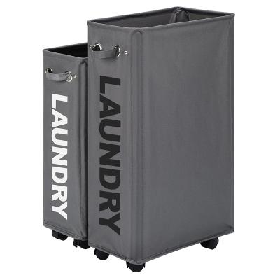 China Folding Portable clothes storage large rolling laundry basket for sale