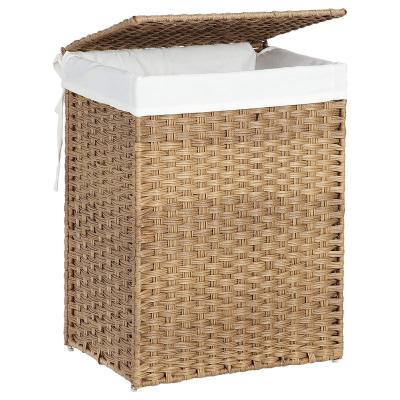 China Stocked Hand woven laundry basket detachable lining bag exquisite laundry basket for sale