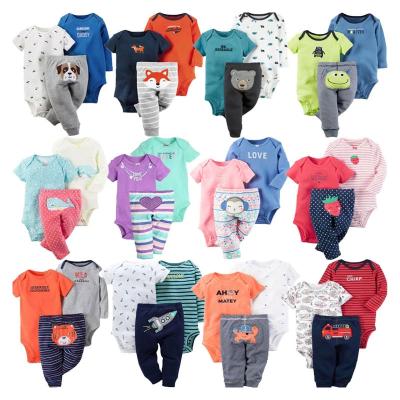 China Breathable Wholesale Cotton Baby Bodysuit Newborn Baby Clothes 3Pcs Baby Clothing Sets for sale