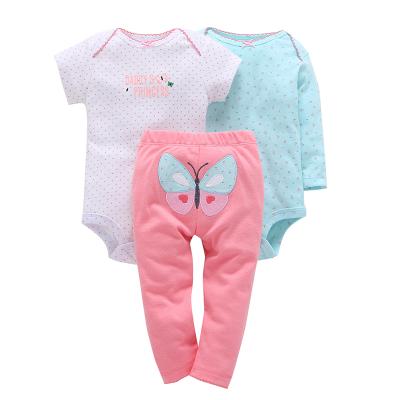 China Breathable Long+Short Sleeve Cotton Baby Romper Summer 3Pcs Online Clothes Set Newborn for sale