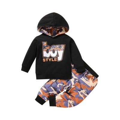 China Anti-Shrink Spring Long Sleeve Toddlers Baby Boys Hoodie Clothing Sets 2PCS With Hat for sale