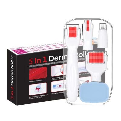 China Anti-puffiness focus on OEM 5 in1 titanium derma roller kit derma roller derma roller replacement heads for sale