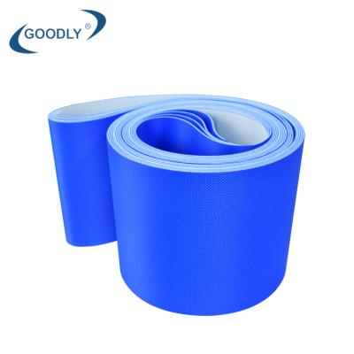 China Factory Good Quality Blue Diamond Pattern Endless Bound 2.0mm PVC Anti Slip Flat Treadmill Conveyor Belt for sale