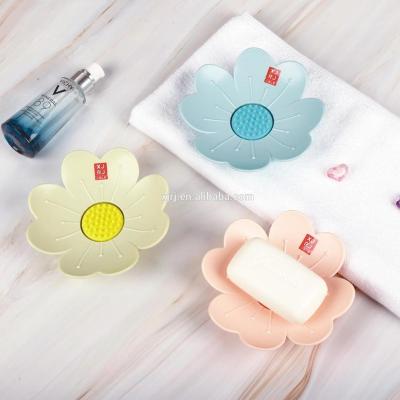 China 2021 New Design Bathroom Double Deck Soap Box Flower Shape Creative Soap Holder Modern Soap Dish Tray for sale