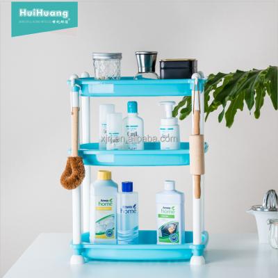 China Viable Factory Directly Sell The High Quality 3 Layers Folding Plastic Bathroom Kitchen Home Storage Organizers Rack Shelf Storage Rack for sale