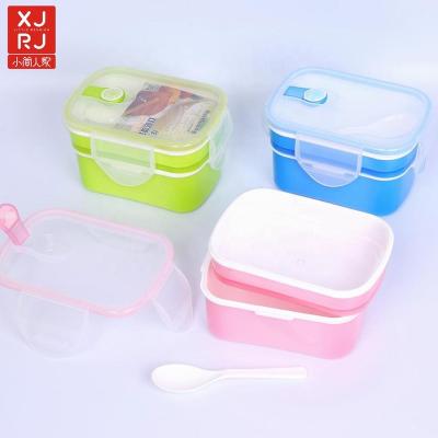 China 1100ml Food Grade Double Layers Microwavable Leakproof School Bento Lunch Box For Kids for sale