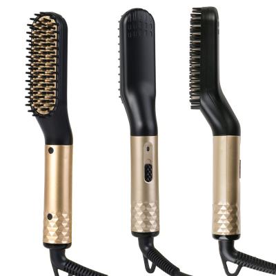 China Household Hair Tools Fast Heating Beard Straightening Mini Mens Hair Brush Electric Hot Comb for sale