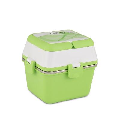 China Viable Hot Selling Food Warmer PP Stainless Steel Japanese Bento Lunch Box Kids Square Container for sale