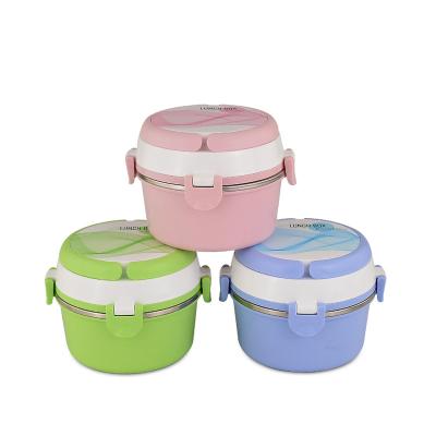 China Sustainable Custom Round Student Food Warmer Stainless Steel Container Thermal Insulated Bento Lunch Boxes for sale