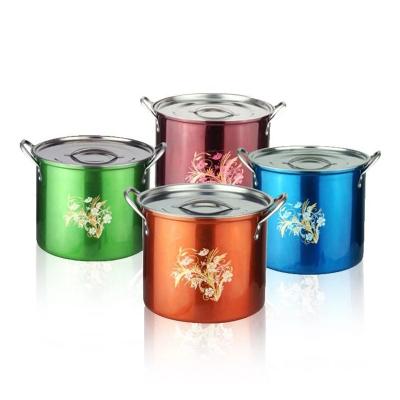 China Hot Selling High Quality Stainless Steel Colorful Viable No Stick Steel Pots Cookware Set Cooking for sale