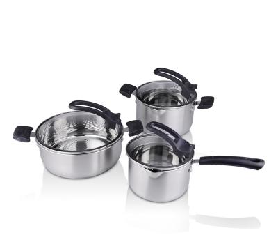 China Viable Functional Stainless Steel Stew Pot and Pan Cookware Sets With Lids Servants for sale