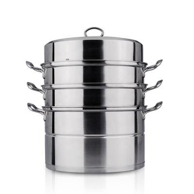 China Premium Stocked 3 Layer Soup Cooking Food Stainless Steel Steamer Steamer Pot For Restaurant for sale