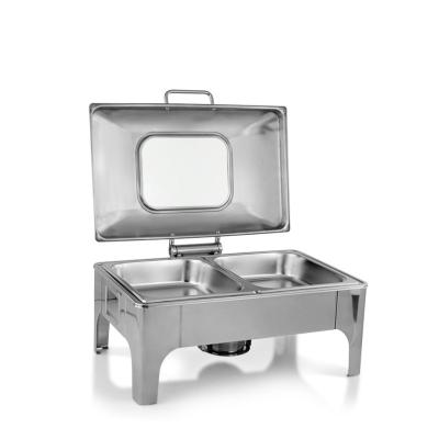 China OEM Supplier Stylish Best Selling Food Warmer Serving Stainless Steel Server Tray Visual Dining Stove Buffet Wholesale Teases Dishes for sale